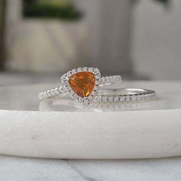 Citrine orange ring set, size 7, 925 Sterling silver Charmed Aroma - Picture 2 of 5
